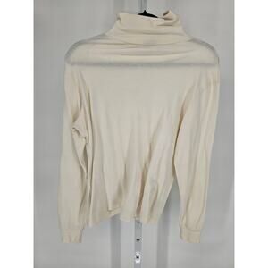 Vtg Cross Creek Womens Sz L Long Sleeve Turtleneck Top Cream White